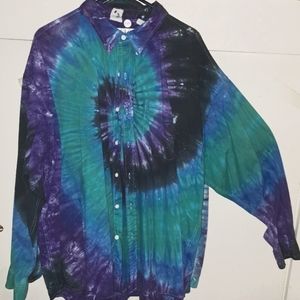 NWT Tie Dye Long sleeve button down shirt #3. 3XL Men's